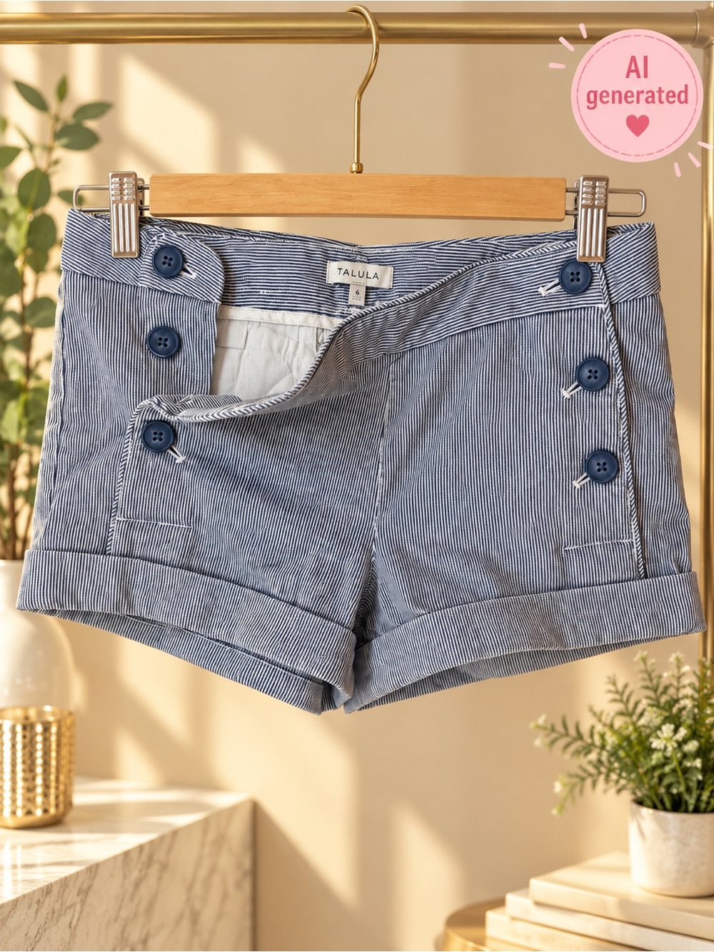 Talula by Aritzia Striped Sailor Shorts | Cuffed | Size 6